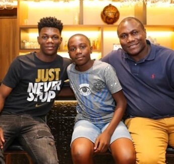 Aurelien Tchouameni with his father and brother.